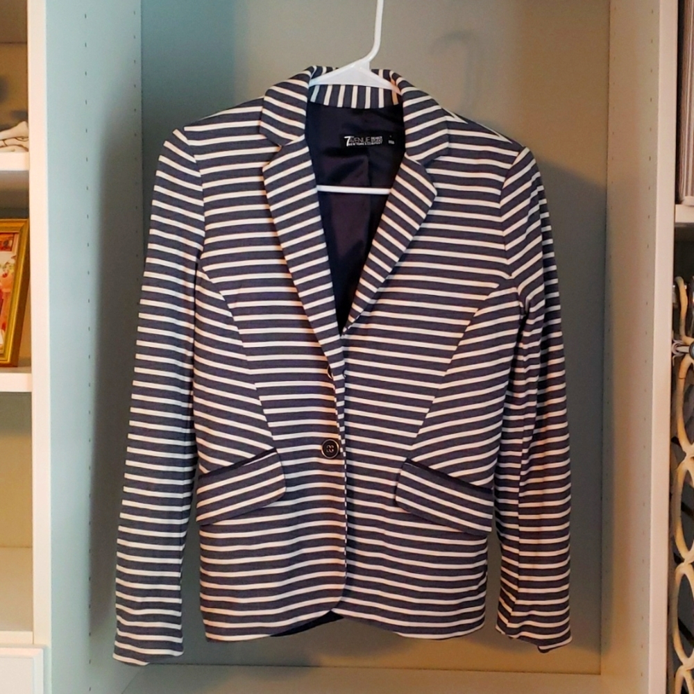 Blue and White Striped New York and Co. Jacket